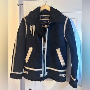 Alpha Industries B-3 Faux Shearling Bomber Jacket — Black & Cream